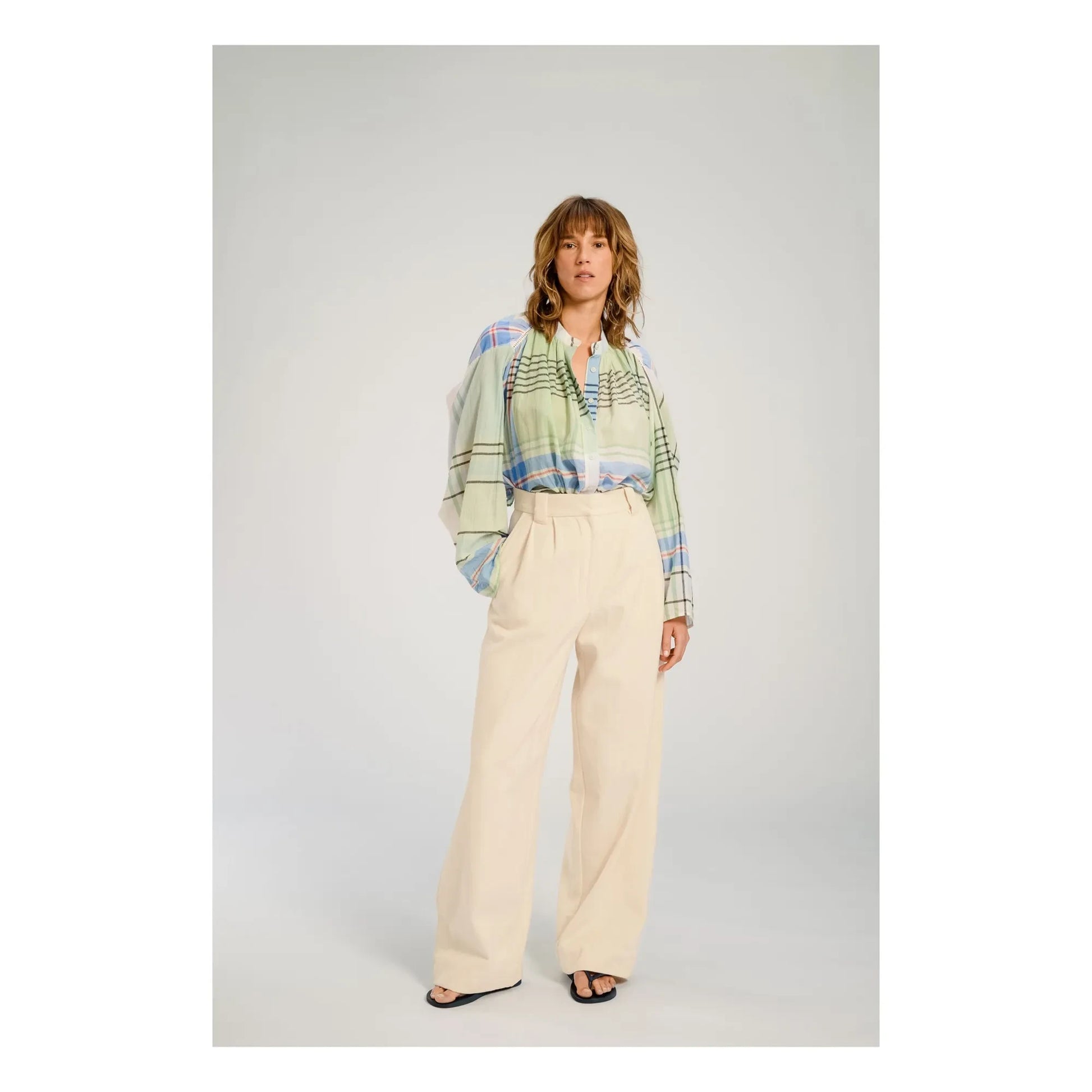 Virginie de Vinster - Hokkaido plaid blouse | Blue
