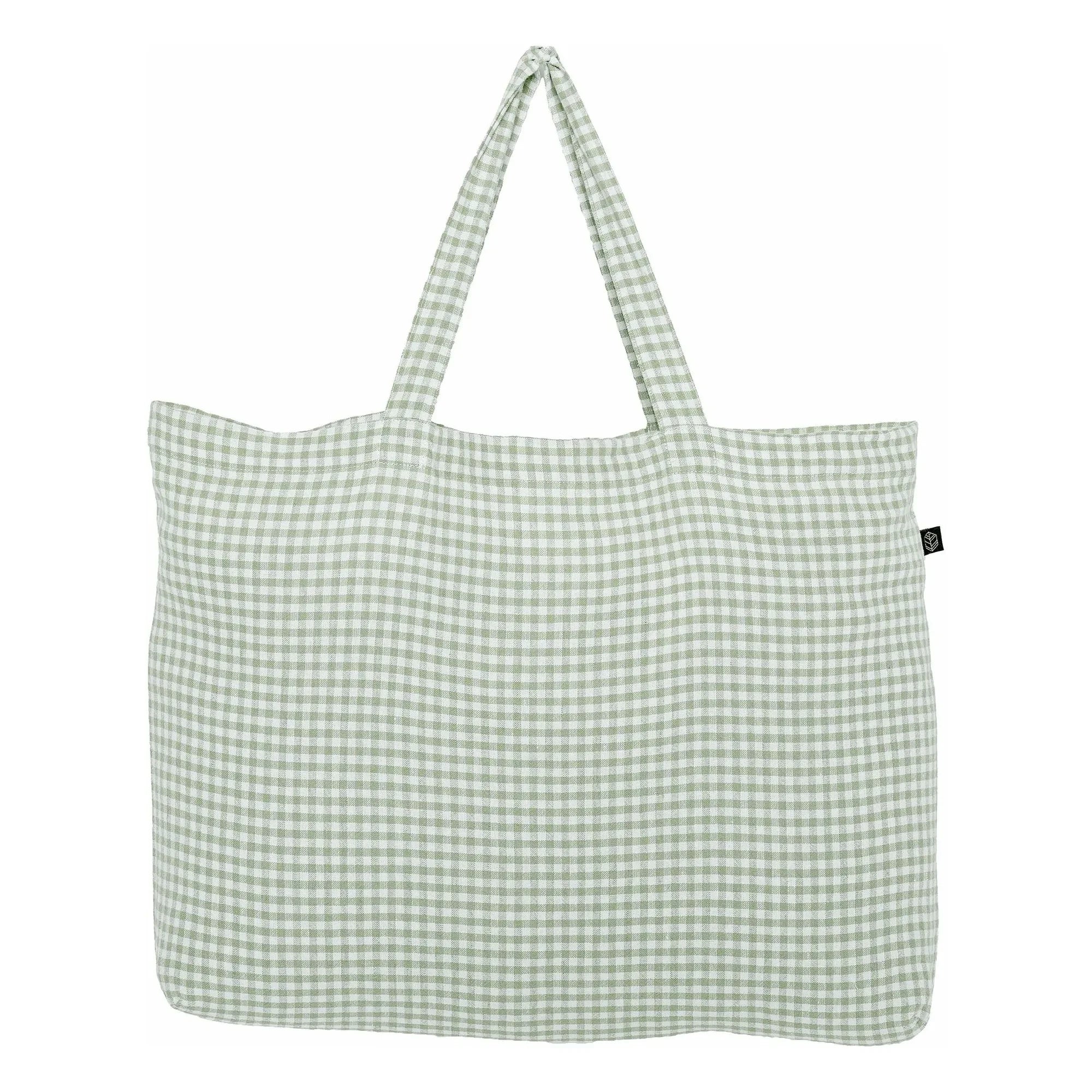 Haomy - Piana II gingham tote bag | Almond green