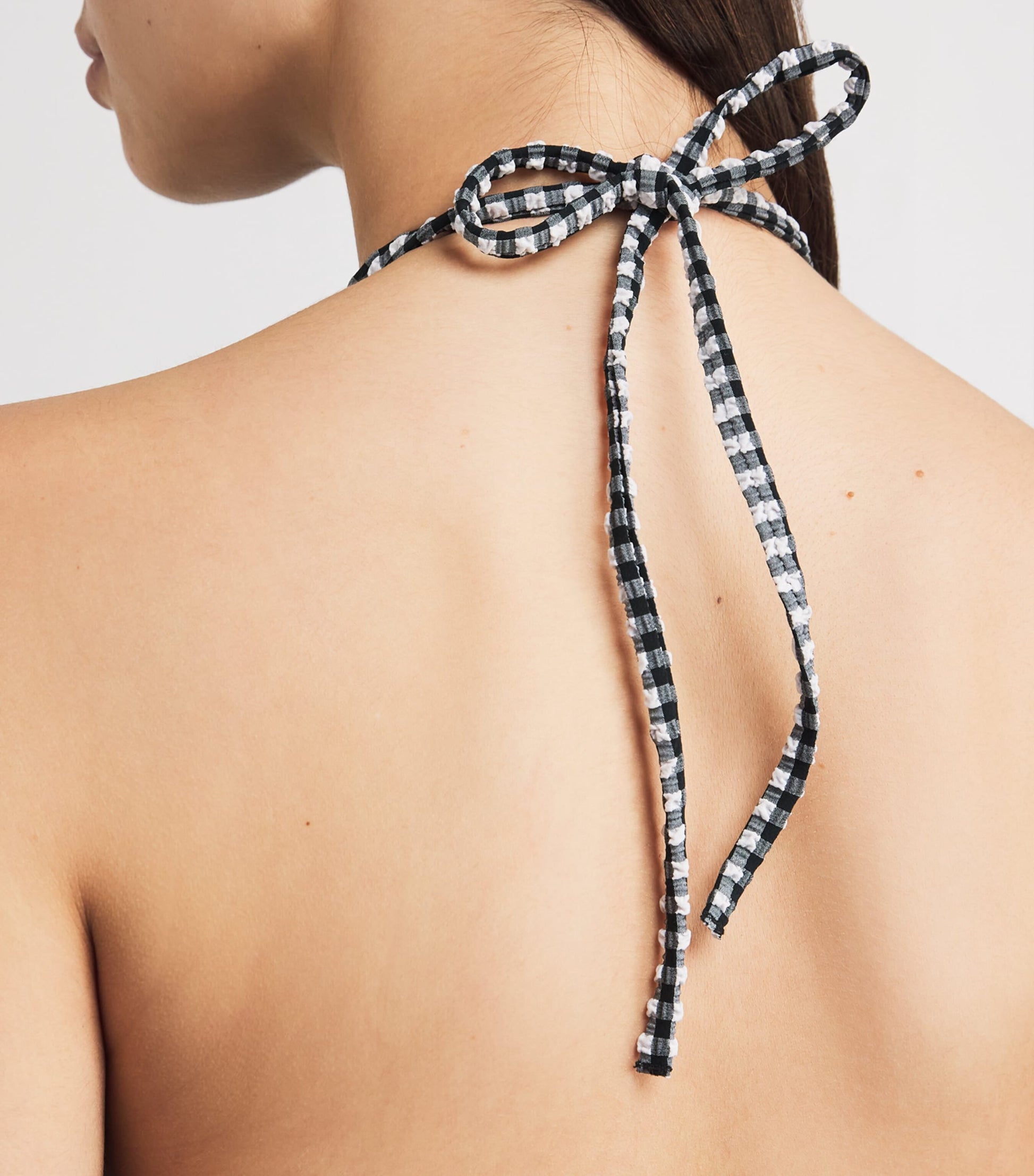 Hunza G Black Gingham Halterneck Mini Dress