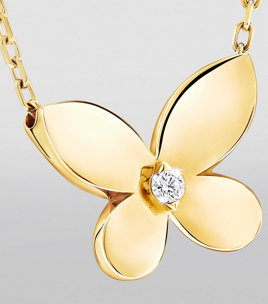 Mini Yellow Gold and Diamond Butterfly Necklace