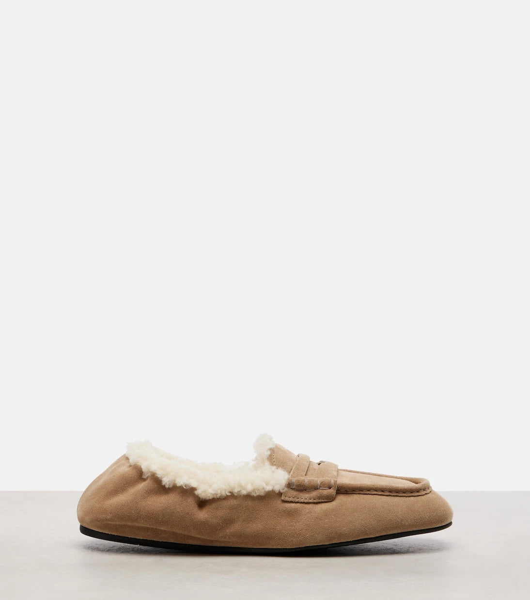Miu Miu - Shearling-lined suede penny loafers