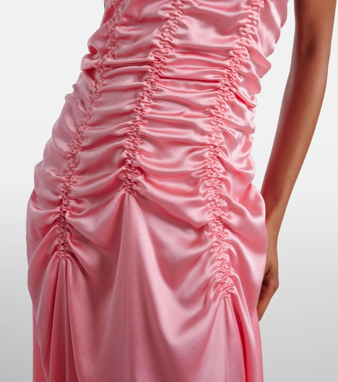 Khaite - Raina ruched silk satin midi dress