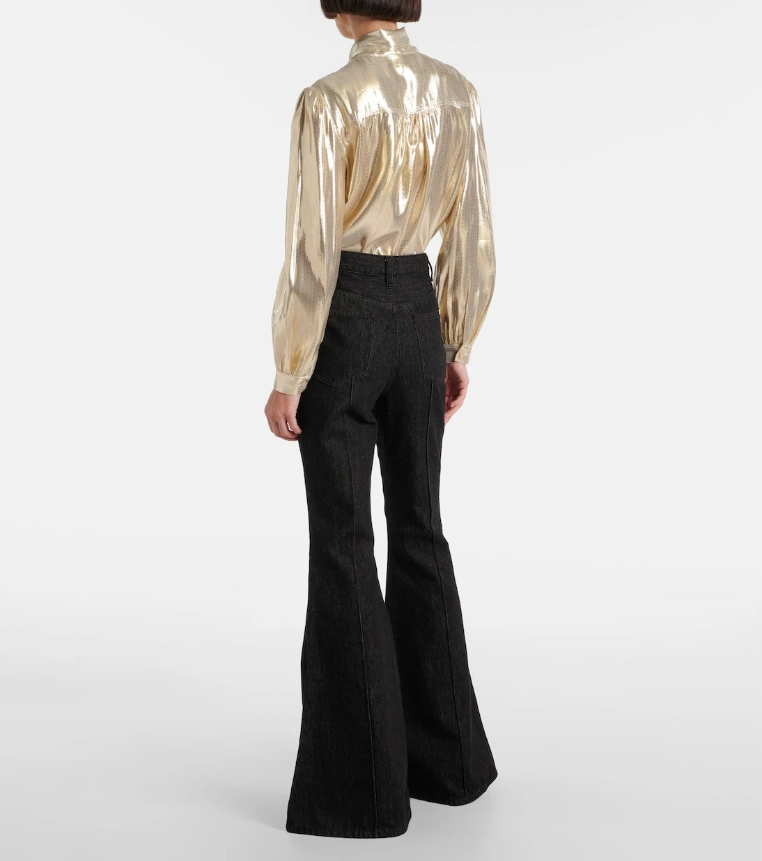 Self-Portrait - High-rise flared jeans
