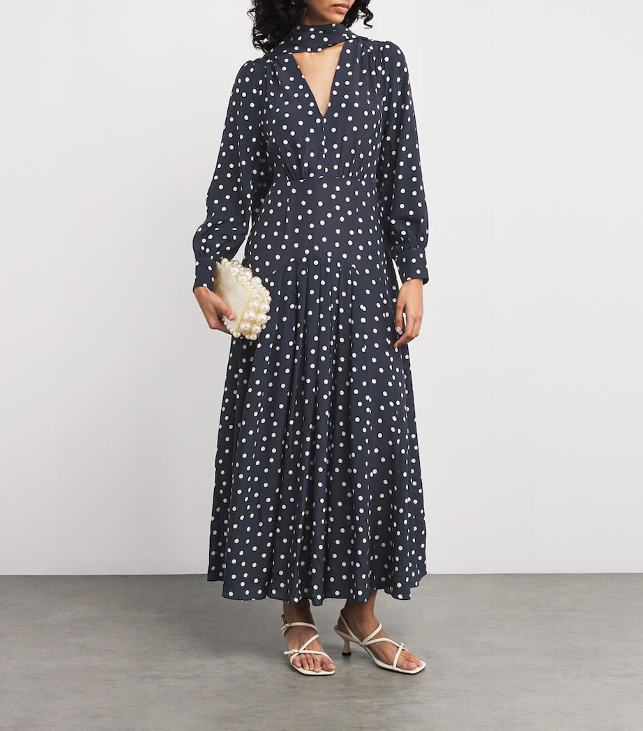 Silk Marigold Midi Dress BHEMIA SPT DEEP NAVY
