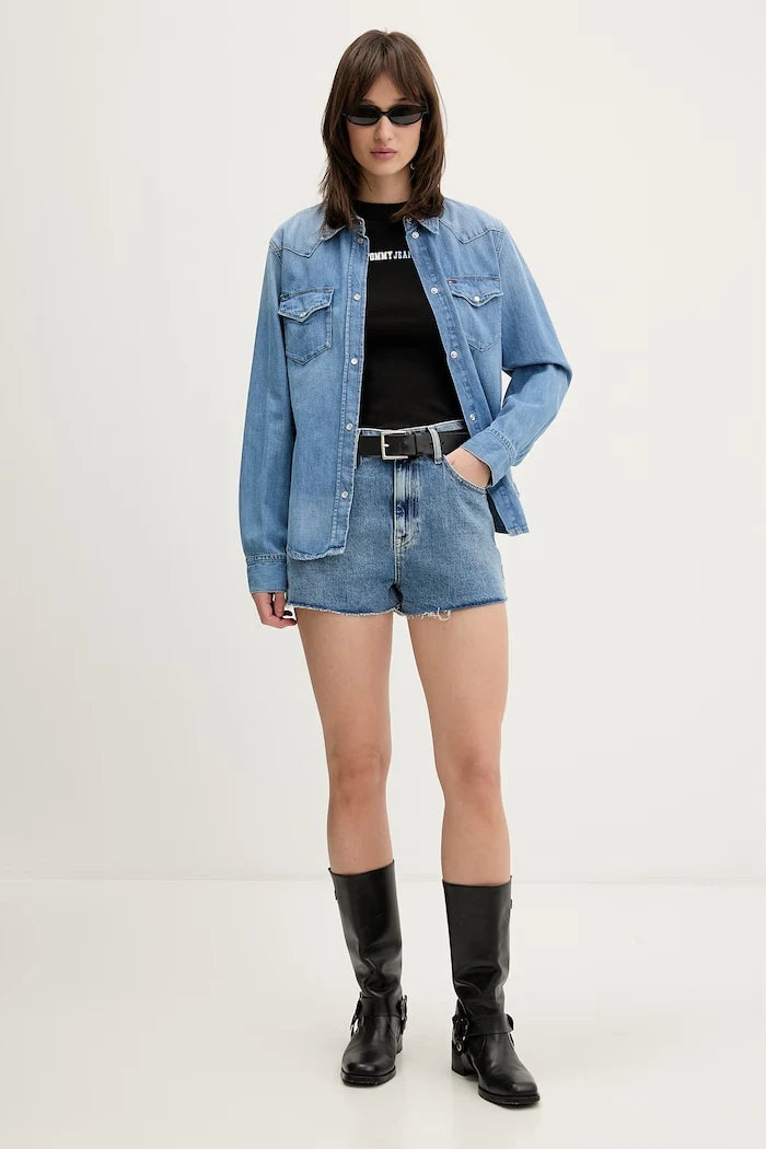 Tommy Jeans къс панталон дамски от деним