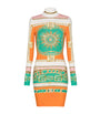 Balmain Multi Jersey Printed High-Neck Mini Dress