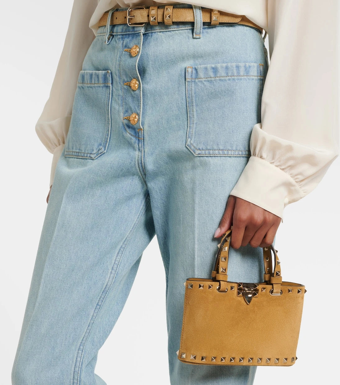 Valentino Garavani - Rockstud Mini suede top-handle bag