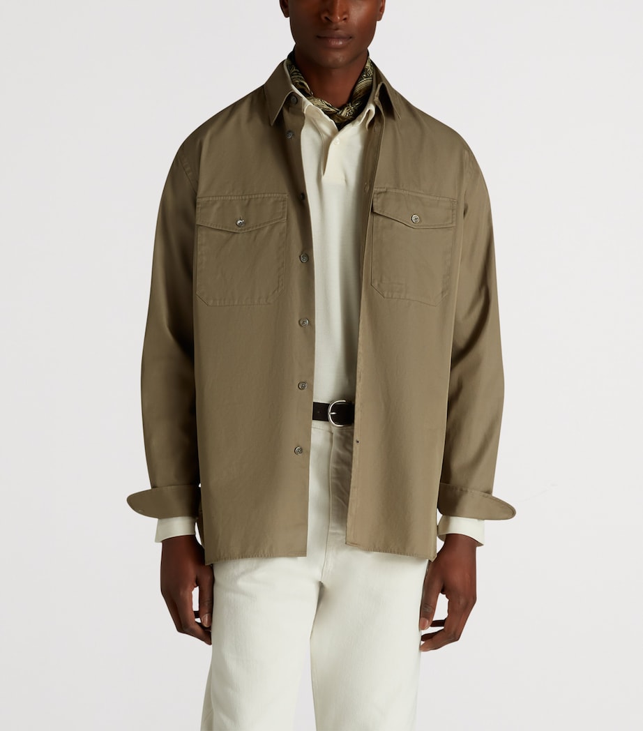 Green Cotton Gabardine Overshirt