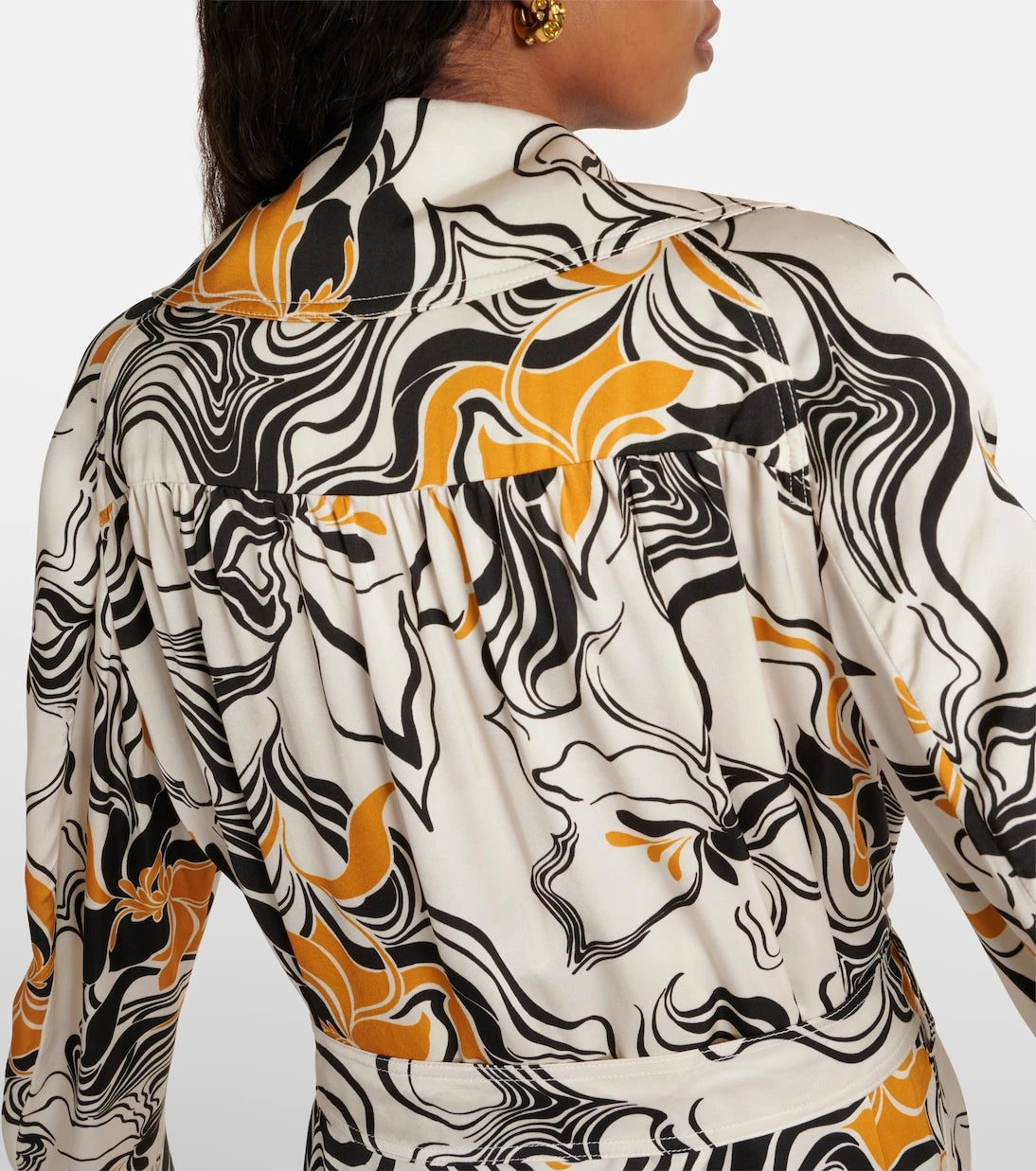 Dries Van Noten - Printed double-breasted satin coat