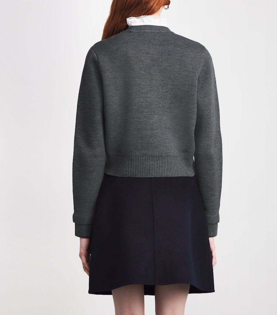 Sandro Paris Black Ruffled-Collar Cardigan