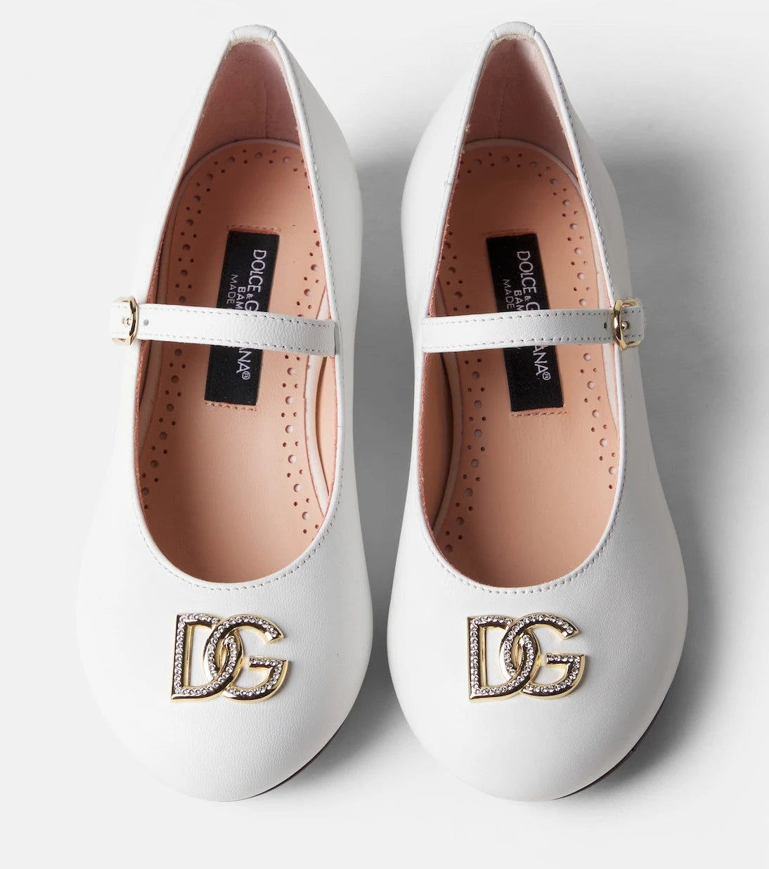 Dolce&Gabbana Kids - حذاء باليه جلدي مزين بشعار DG