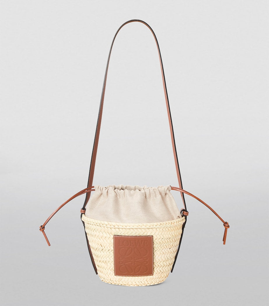 LOEWE Beige x Paula's Ibiza Woven Drawstring Bucket Bag