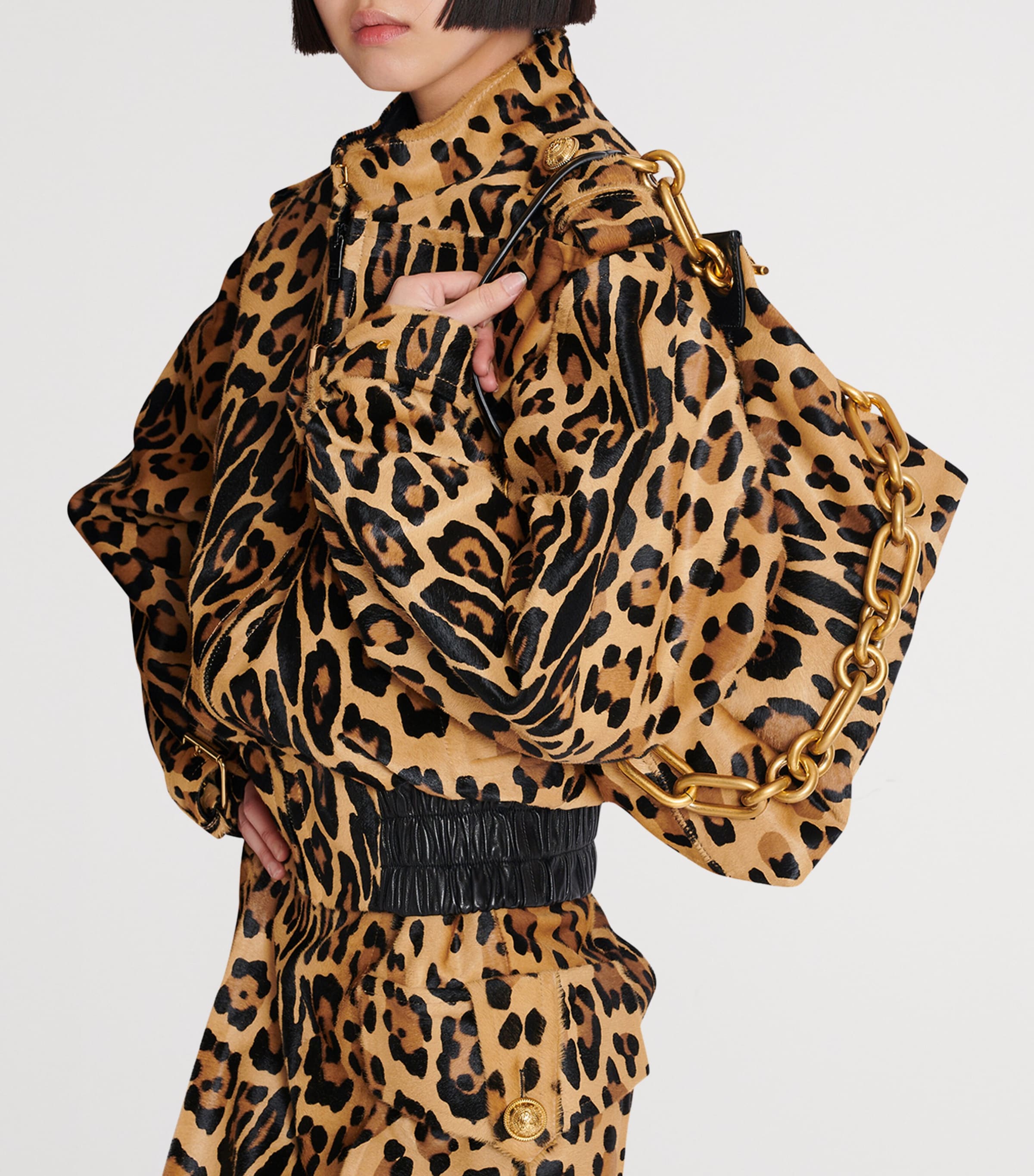 Brown Medium Leopard Sync Shoulder Bag