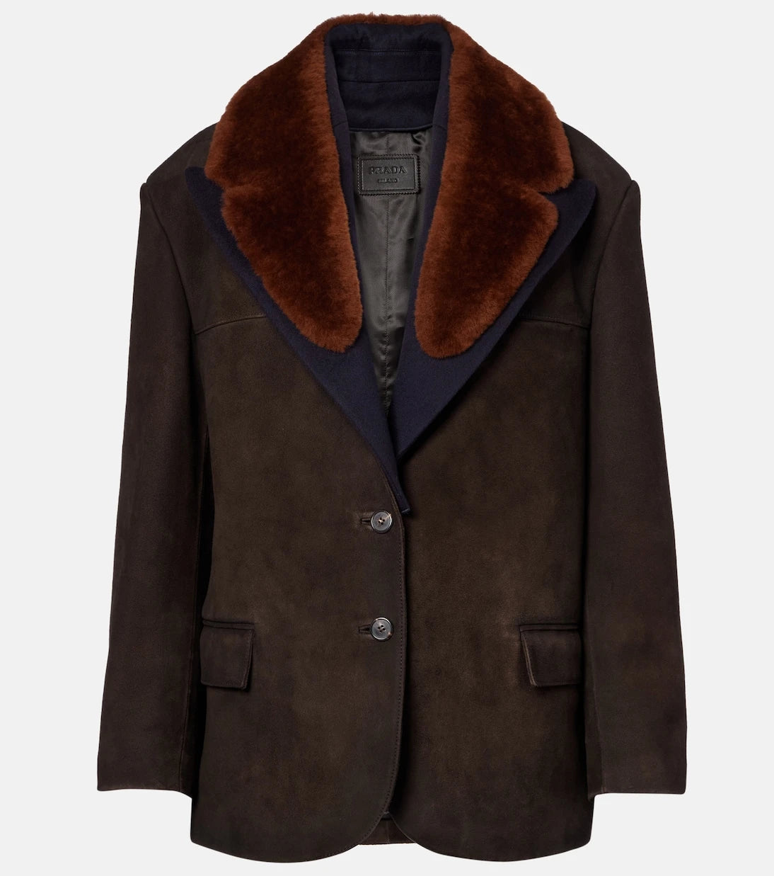 Prada - Shearling-trimmed suede jacket