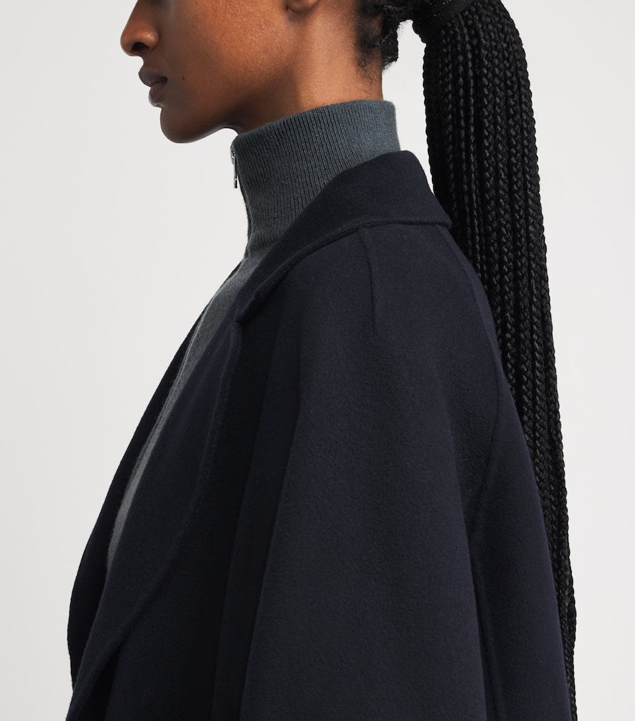 Blue Virgin Wool Short Wrap Coat