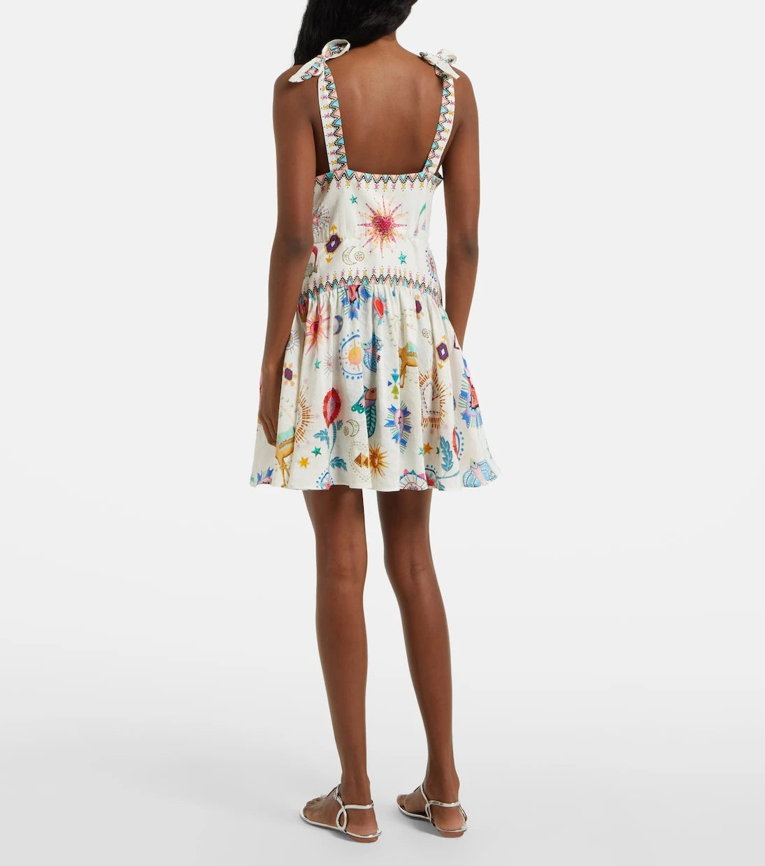 Camilla - Embroidered linen and silk minidress