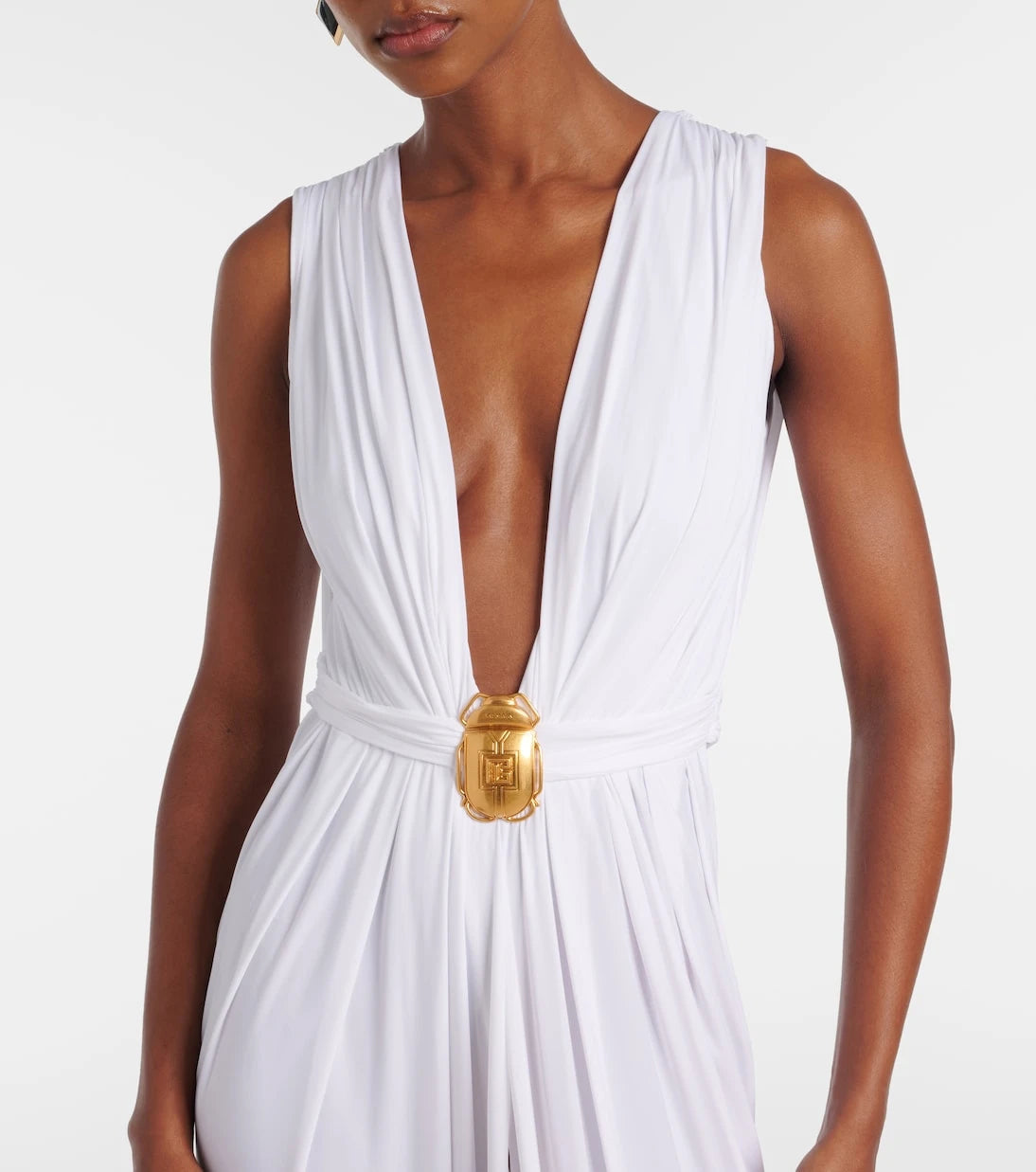Balmain - Embellished jersey maxi dress