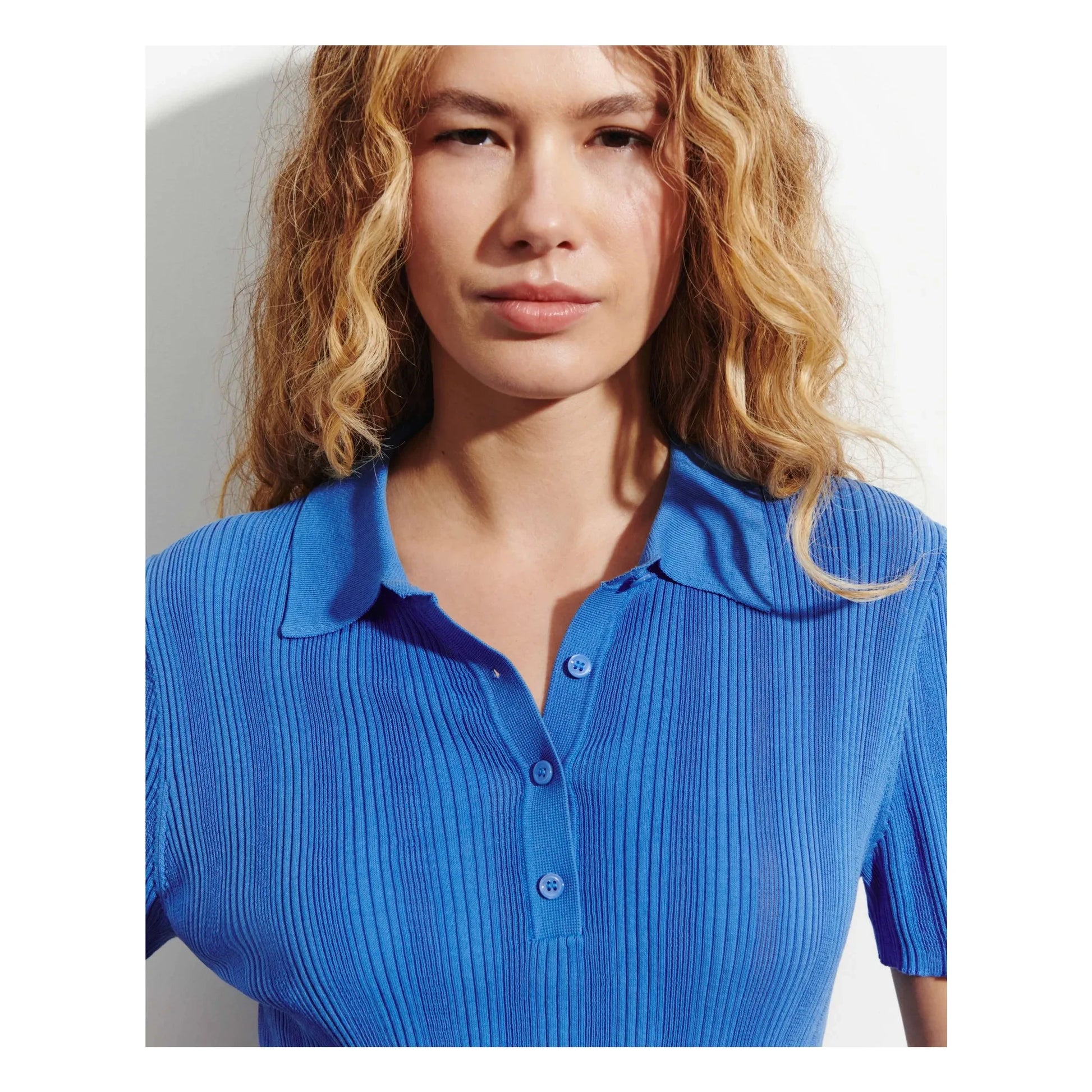 Bompard - Cotton ribbed polo shirt | Blue