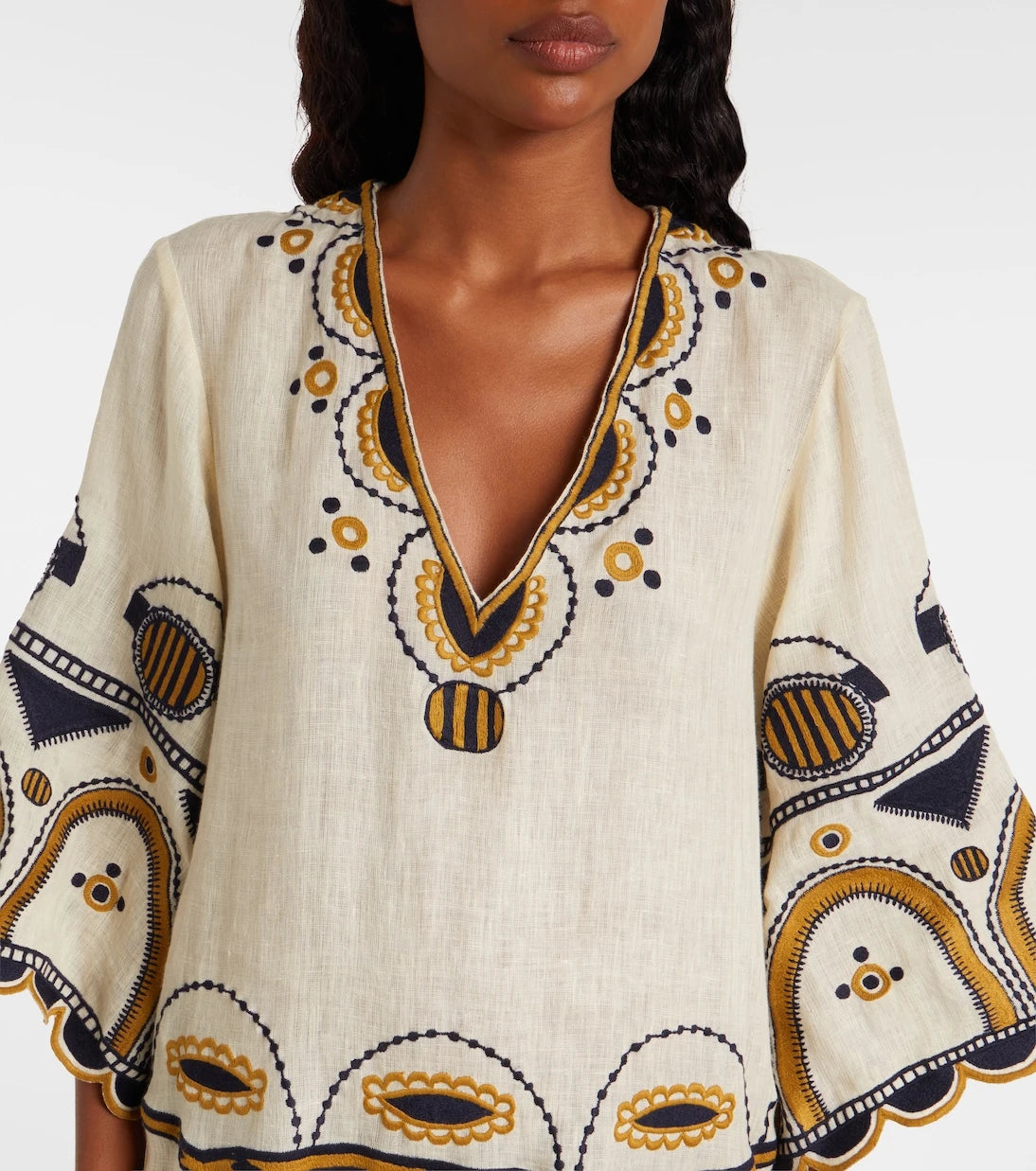 Eres - Medaillon embroidered linen minidress