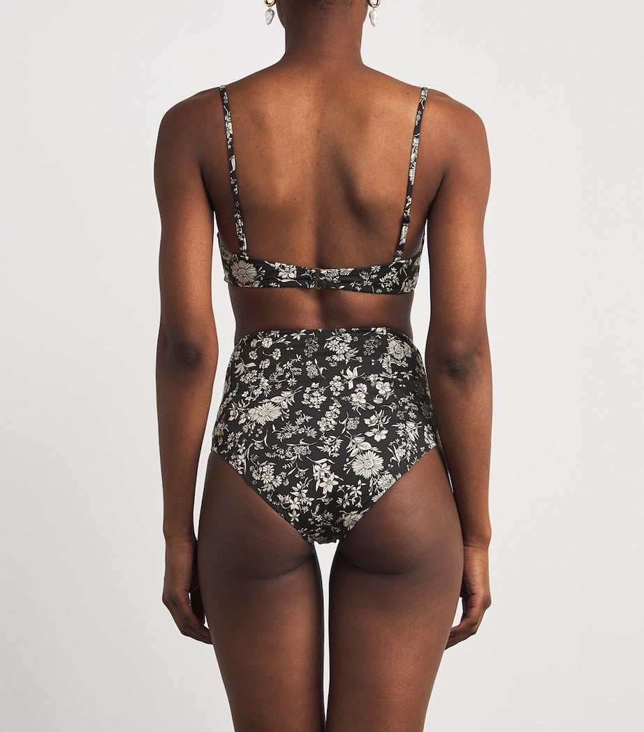 Ulla Johnson Black Floral Zahara Bikini Bottoms