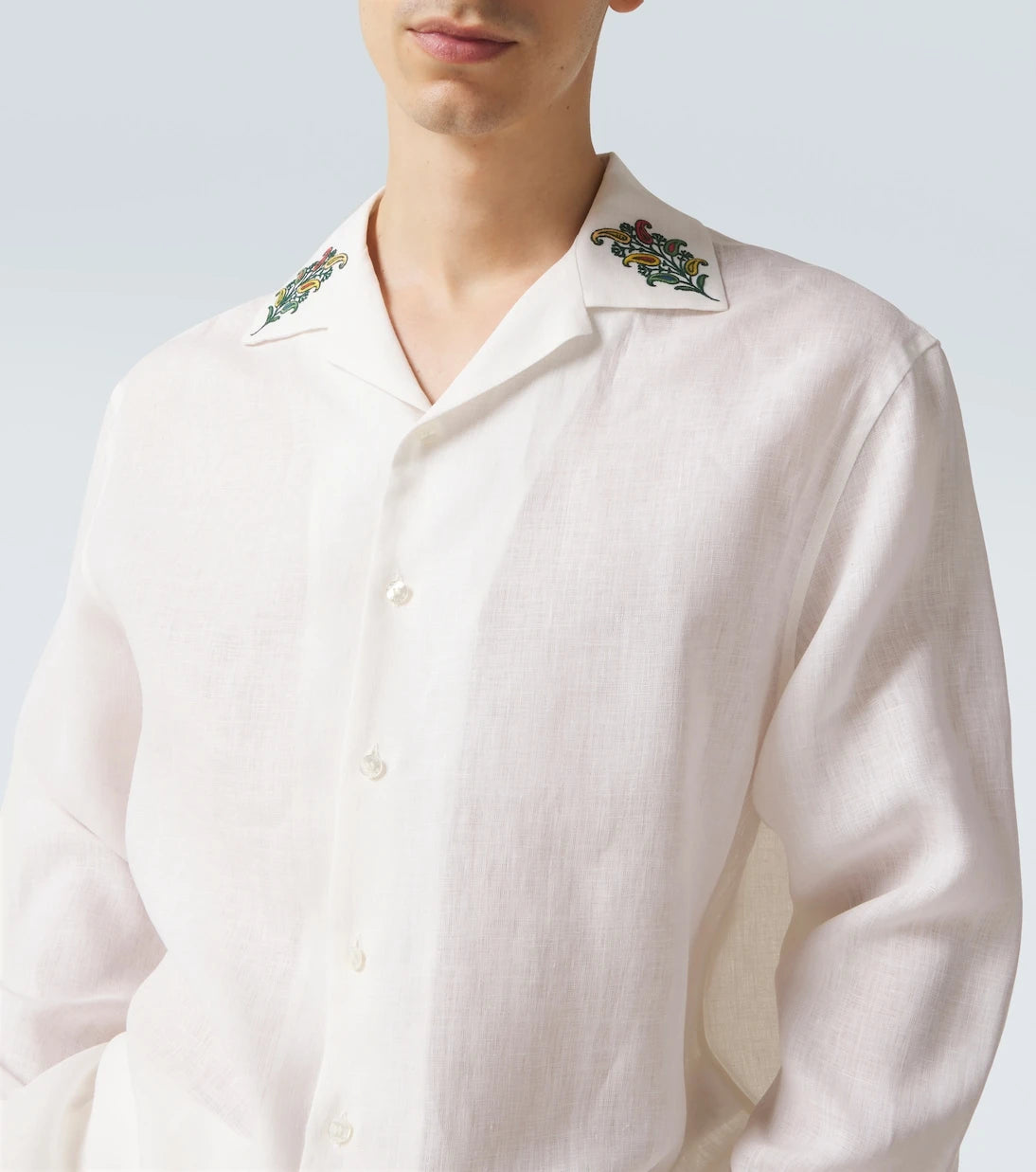 Etro - Paisley embroidered linen shirt