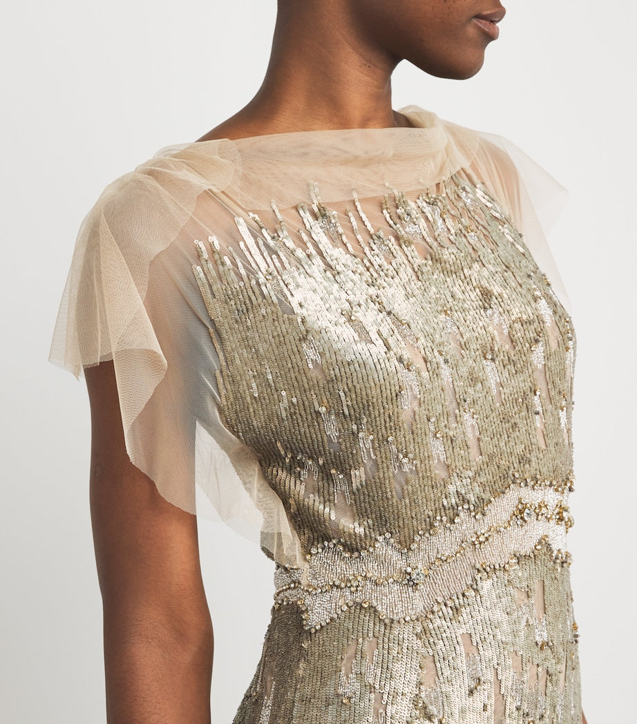 Jenny Packham Yellow Tulle Sequinned Bonnie Gown