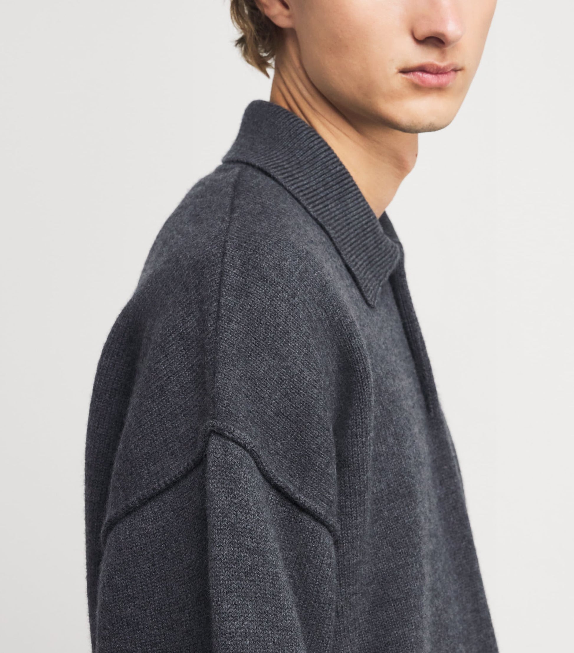 AMI Paris Black Wool Ami de Coeur Polo Sweater