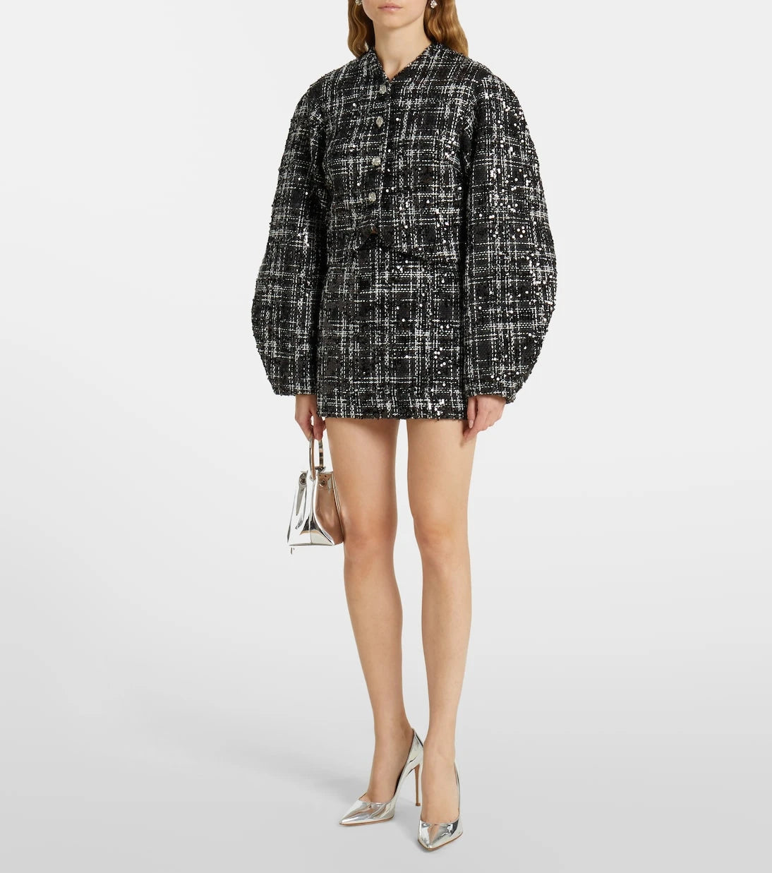 Rotate - Sequined bouclé miniskirt