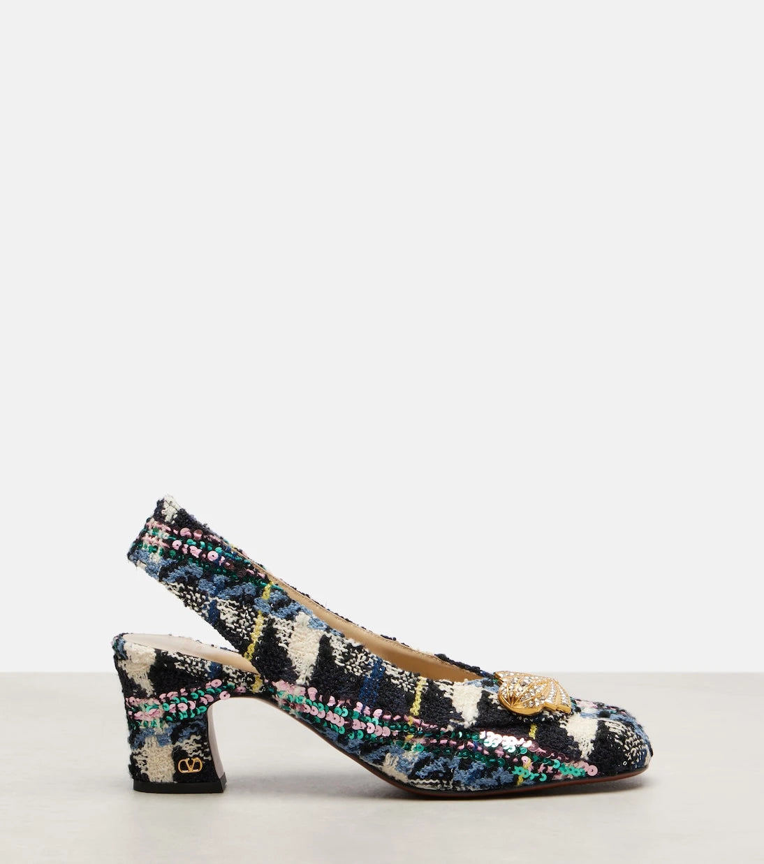 Valentino Garavani - Adamantine 60 tweed slingback pumps