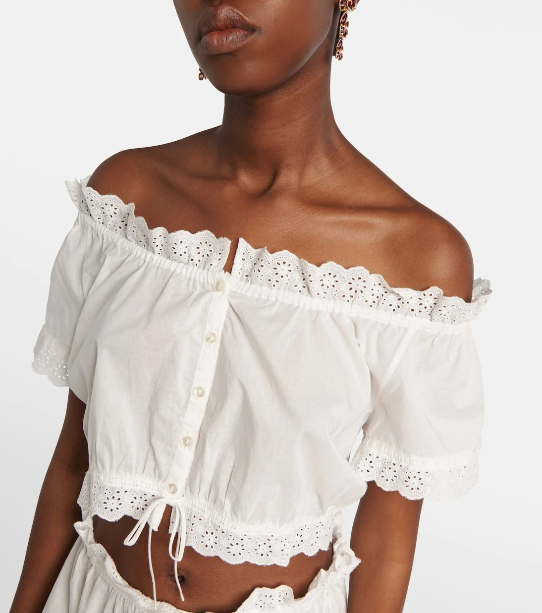 Poupette St Barth - Nala pointelle cotton crop top