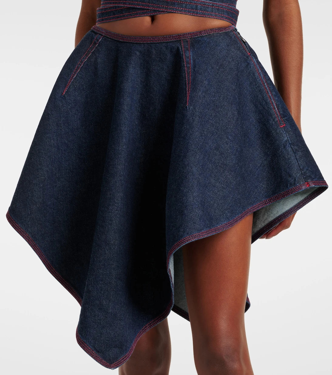 Alaïa - Triangle asymmetric denim miniskirt