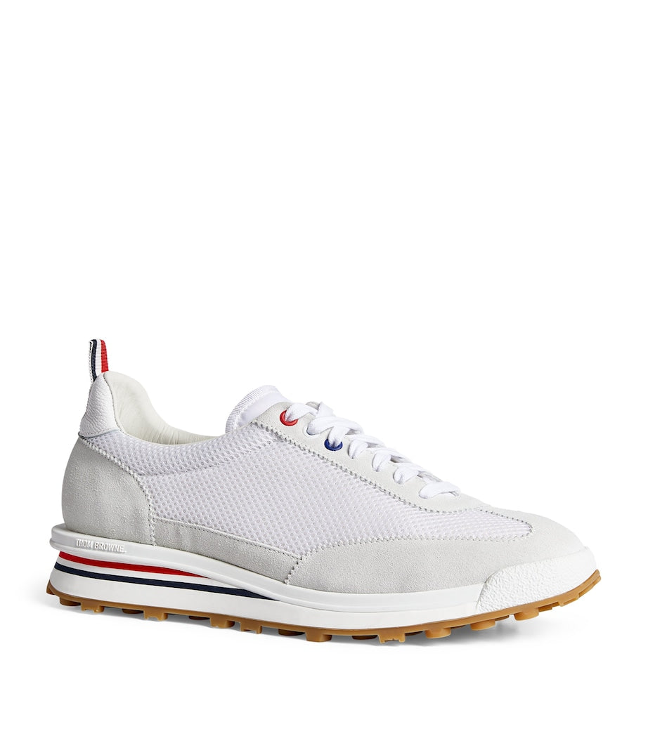 Suede-Trim Technical Tricolour Sneakers
