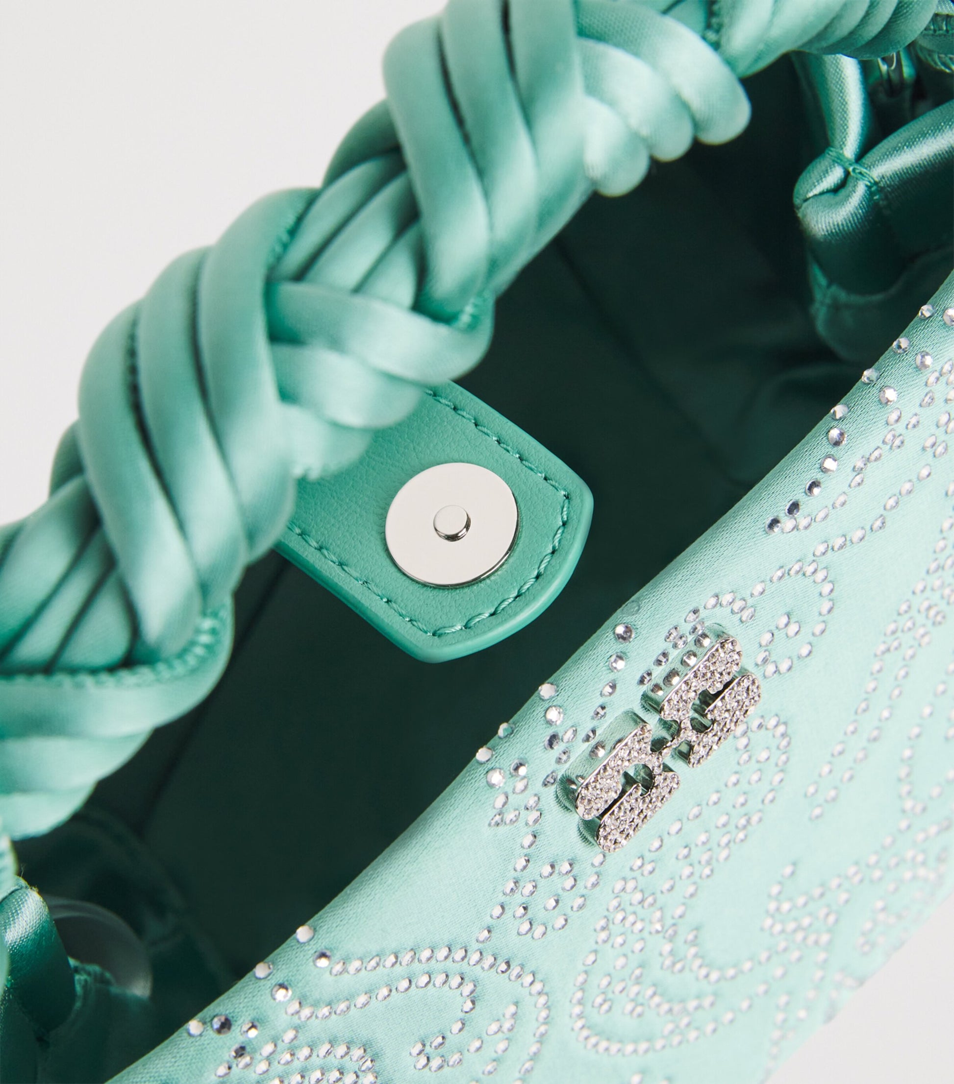 GANNI Green Mini Embellished Satin Bou Bag