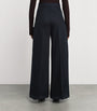 Max Mara Blue Wool Pleated Straight Trousers