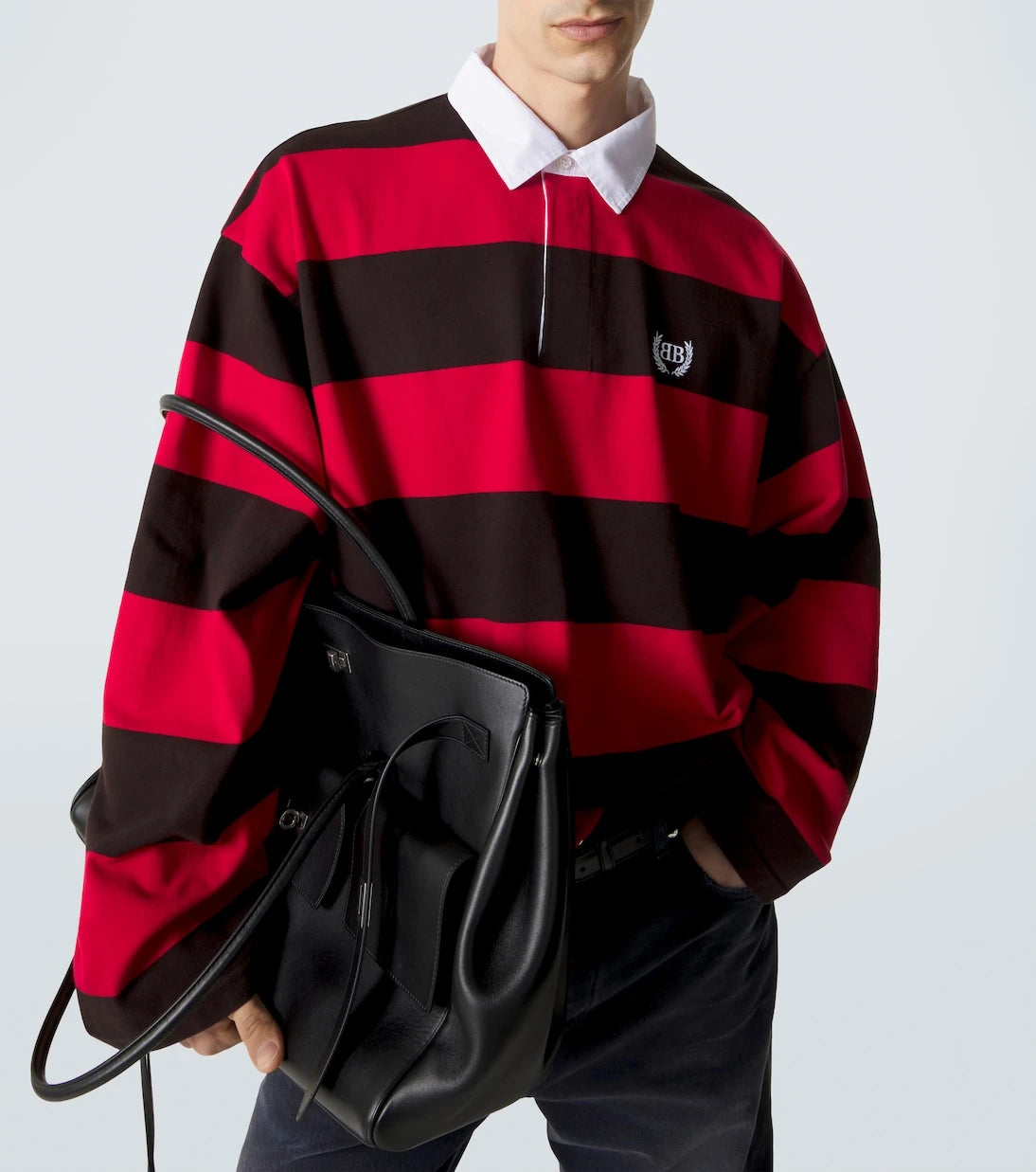Balenciaga - Oversized striped cotton jersey polo shirt