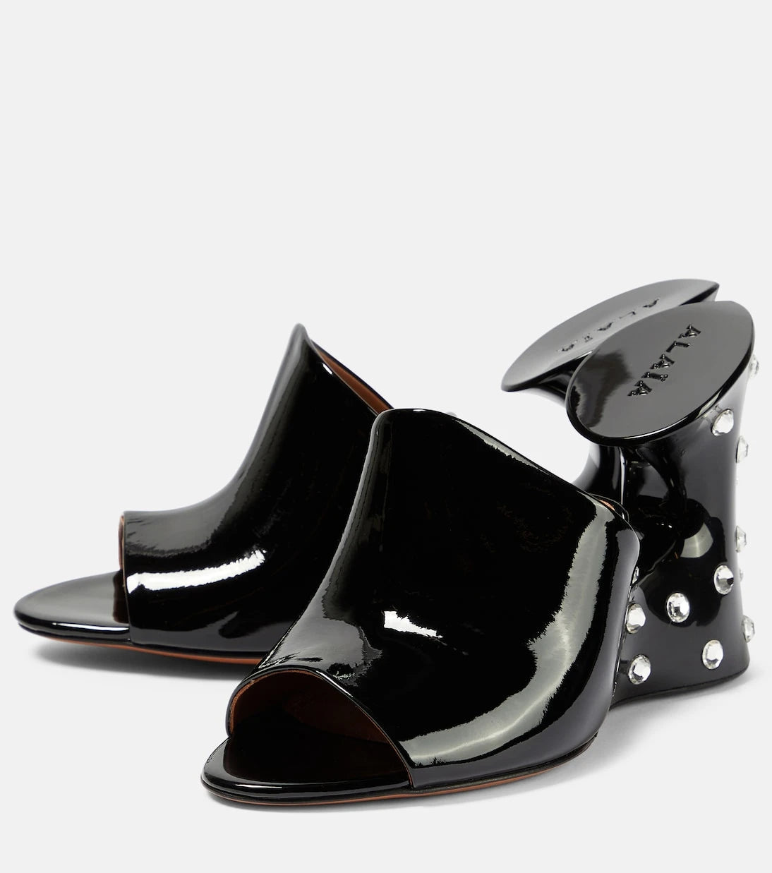 Alaïa - La Sculpture embellished patent leather mules