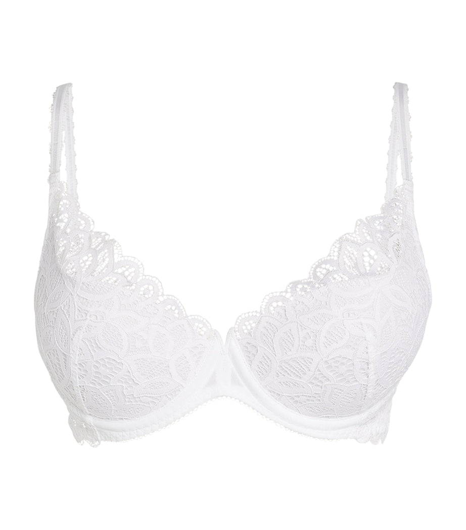White Underwired Plunge Push-Up Bra