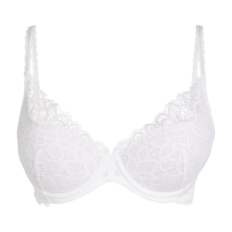 White Underwired Plunge Push-Up Bra