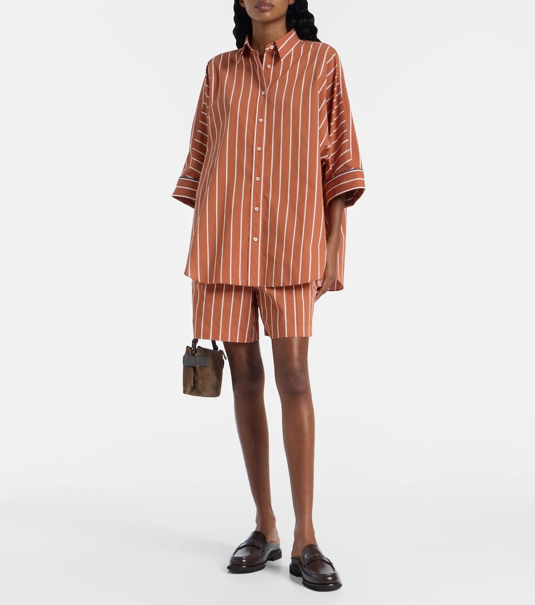 Brunello Cucinelli - Striped cotton-blend Bermuda shorts