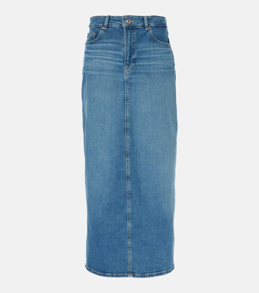 AG Jeans - High-rise denim midi skirt