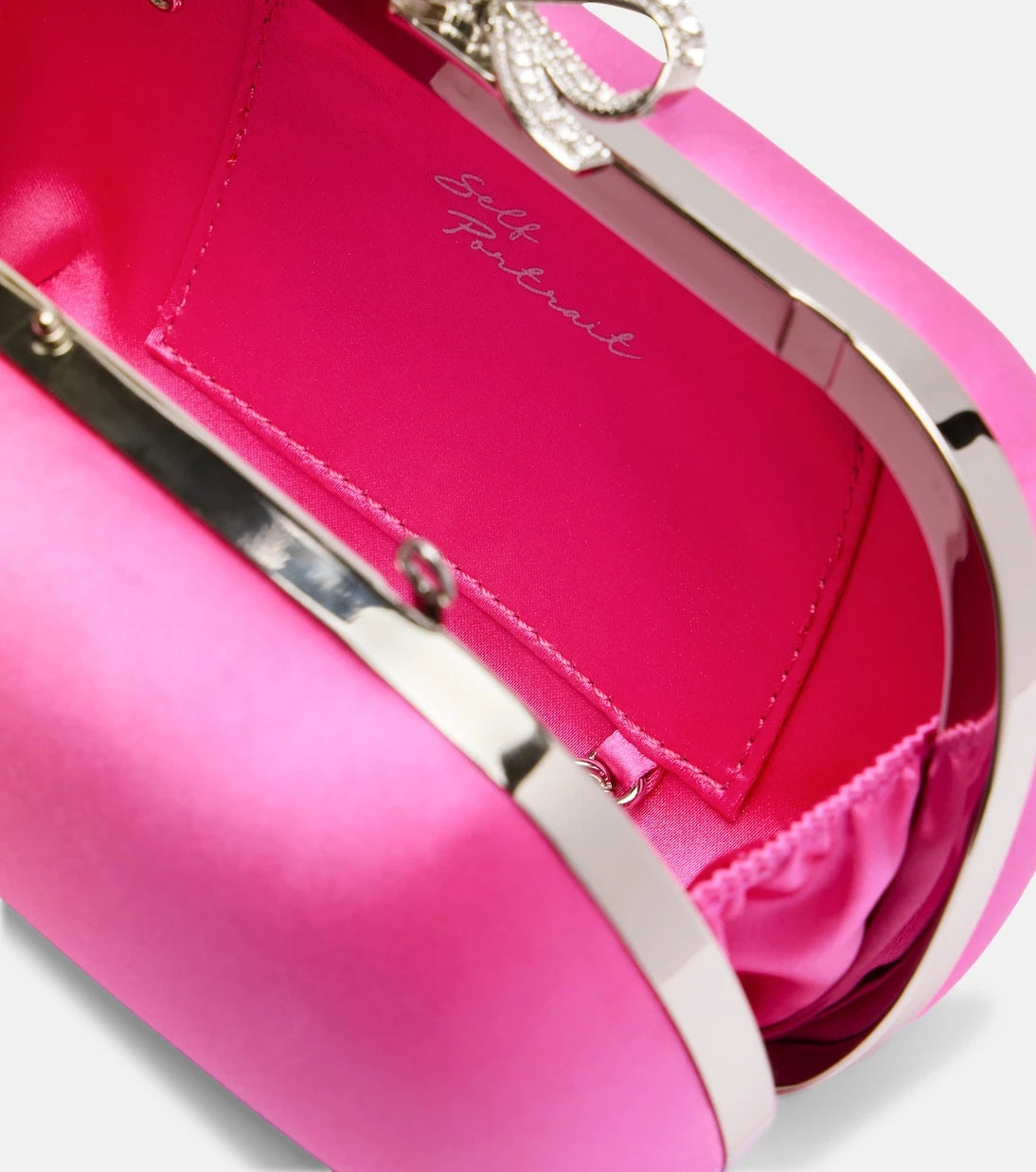 Self-Portrait - Bow embellished satin clutch