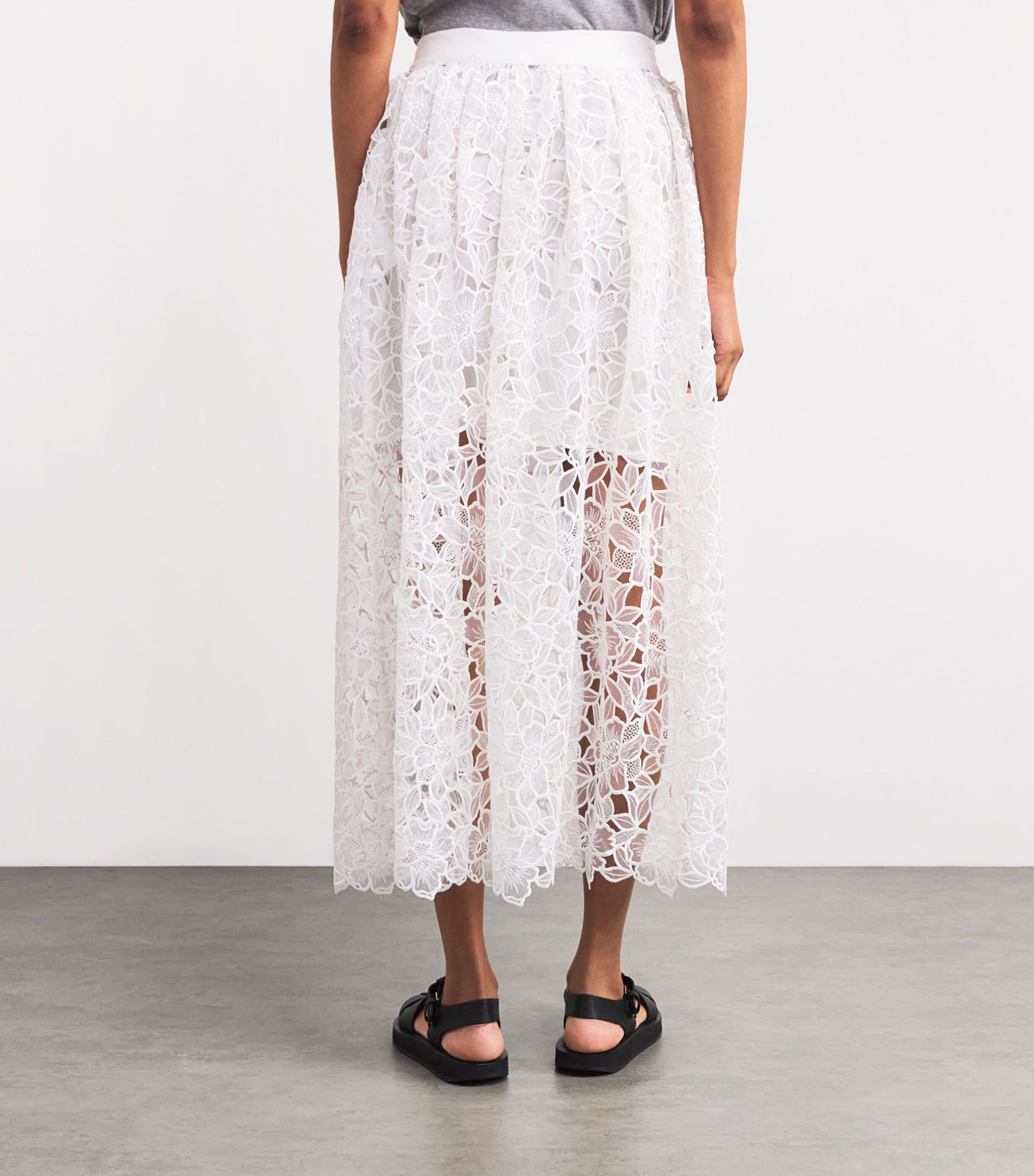 White Cotton Crochet Maxi Skirt