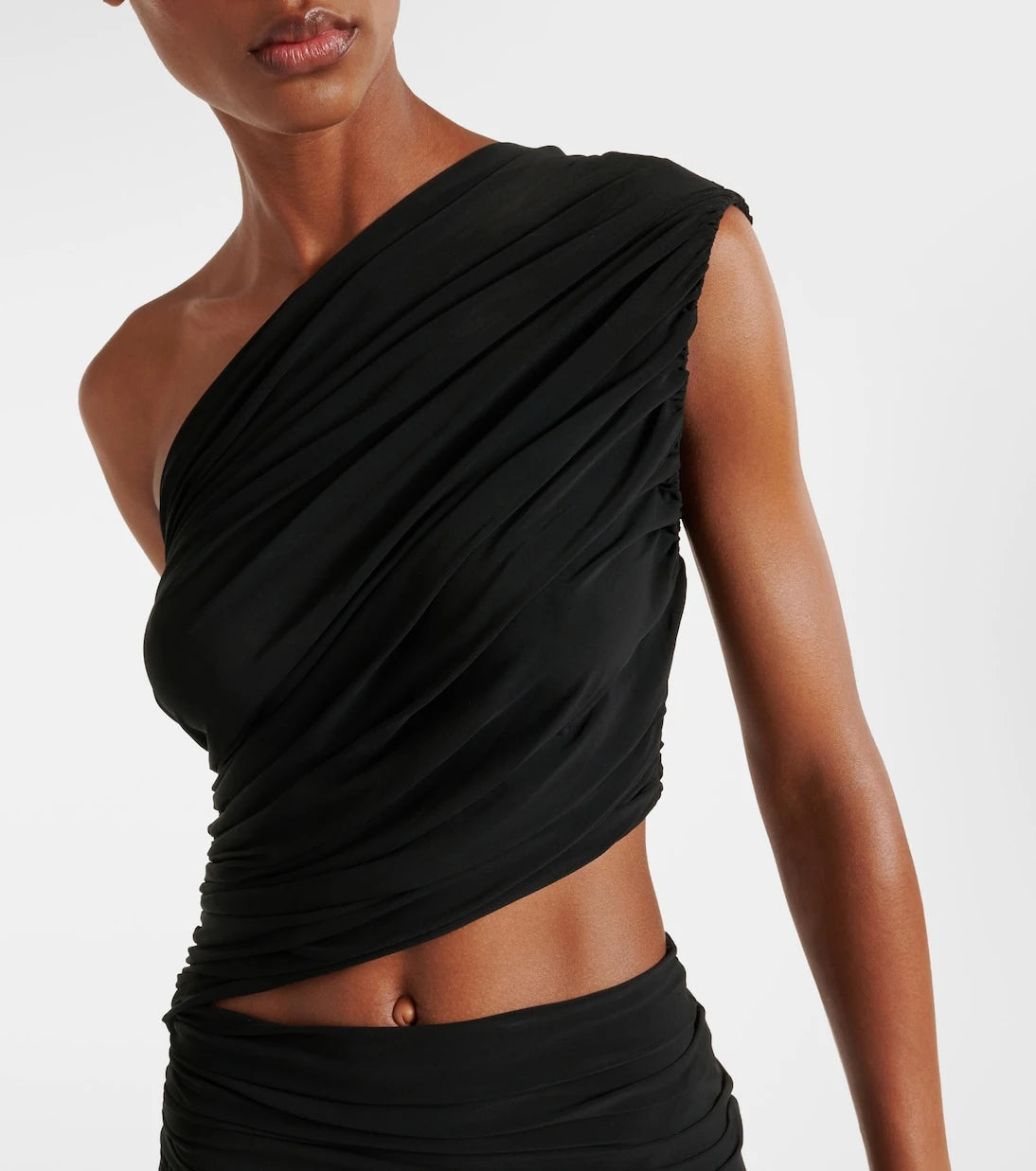 Alaïa - فستان متوسط الطول من الجيرسيه المزموم بقصات