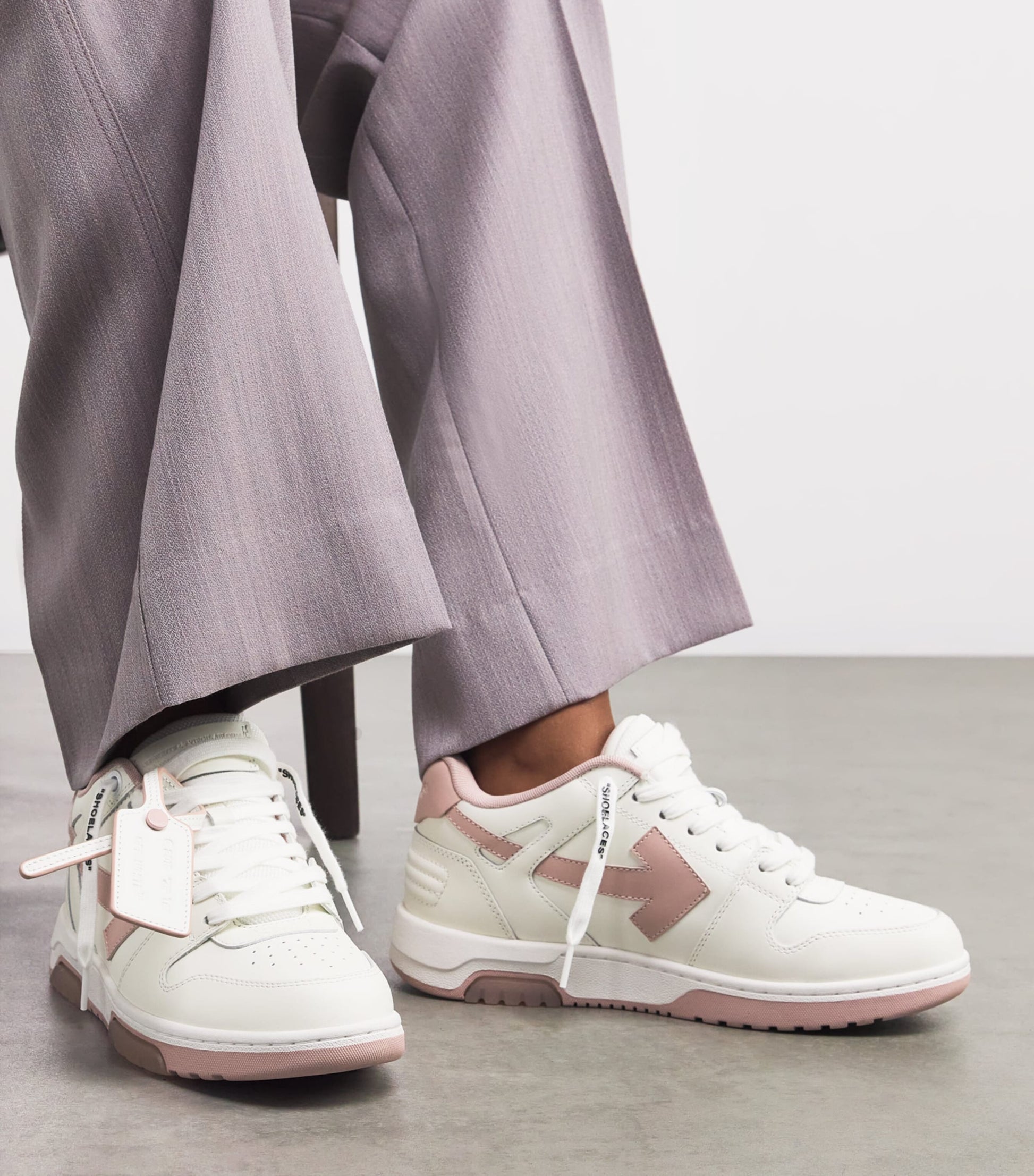 Off-White Pink Leather Out of Office Sneakers
