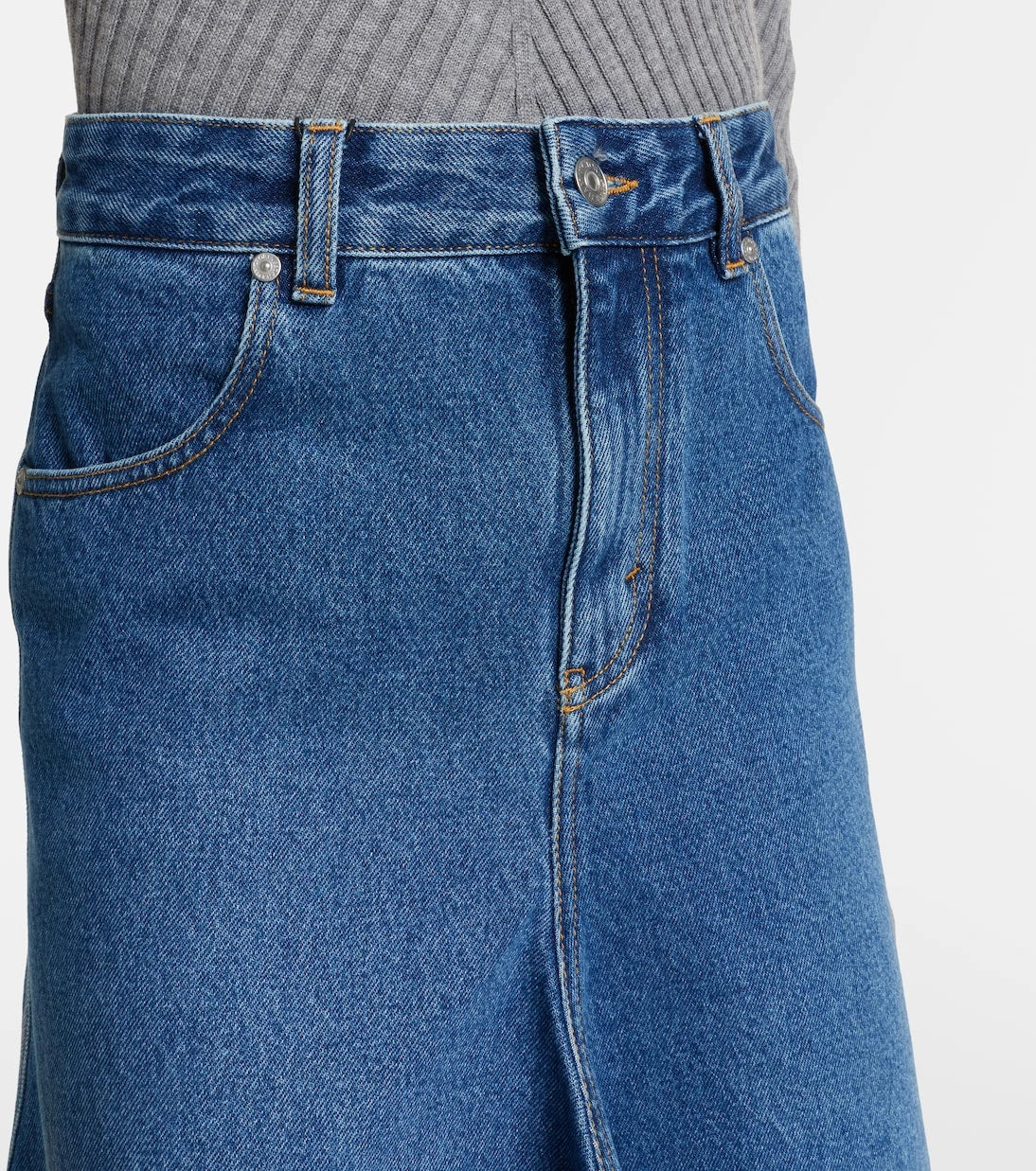 Victoria Beckham - Asymmetric denim midi skirt
