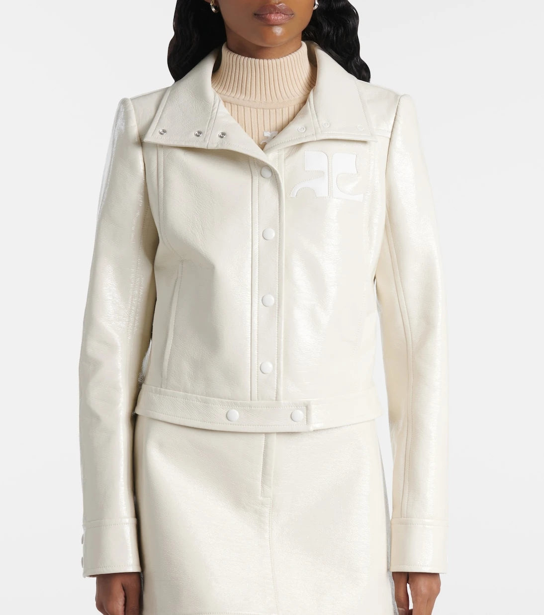 Courrèges - Logo faux leather jacket