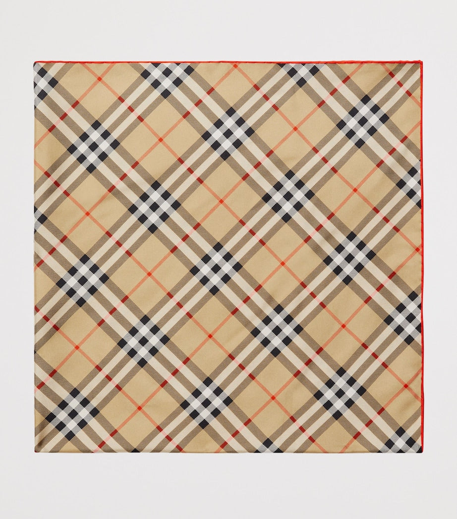 Beige Silk Check Scarf