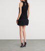 Balmain Black Cotton-Blend Lace and Feather Mini Dress
