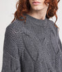 Grey Kid Cashmere Cable-Knit Sweater