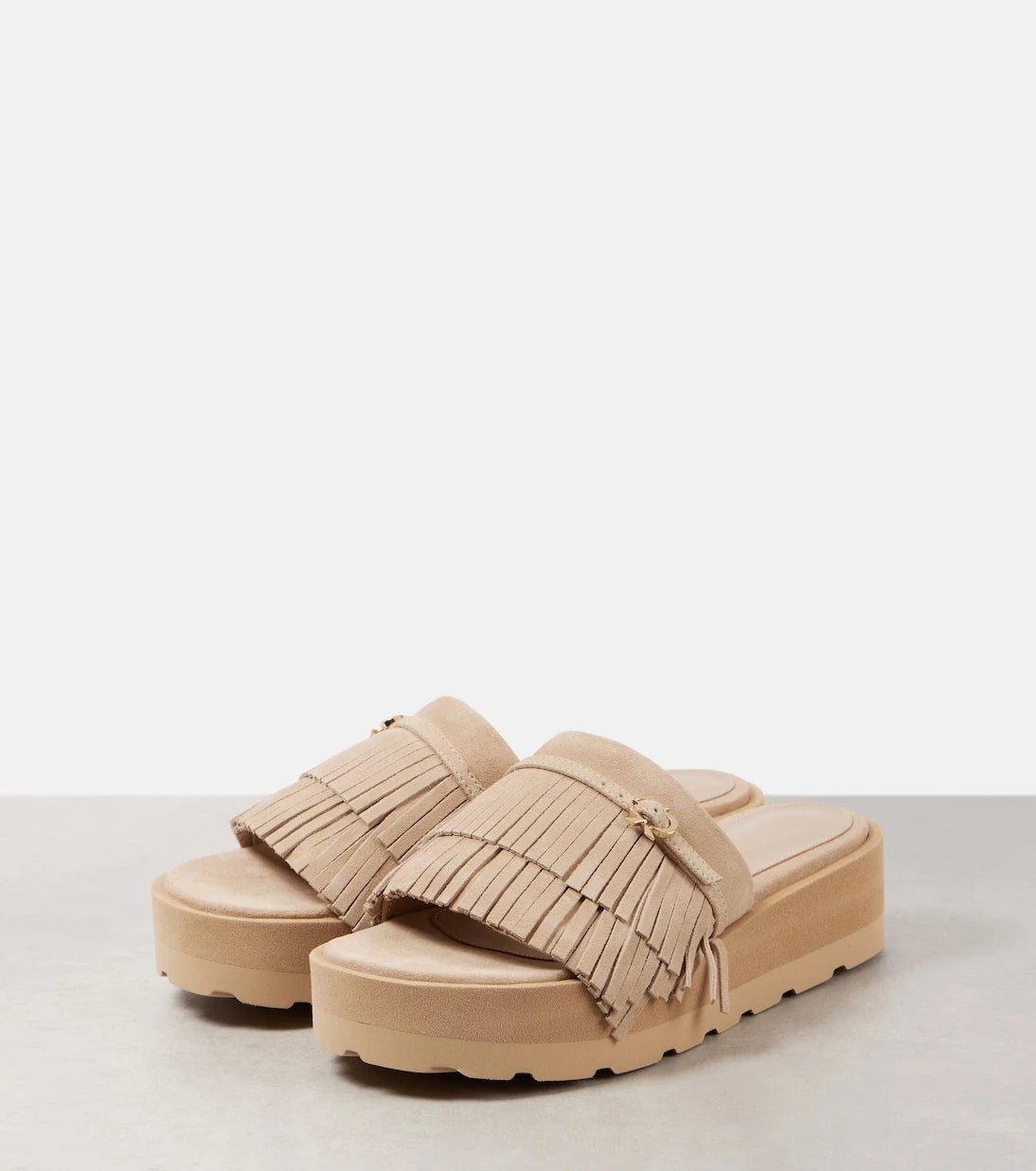 Gianvito Rossi - Fringed suede platform slides